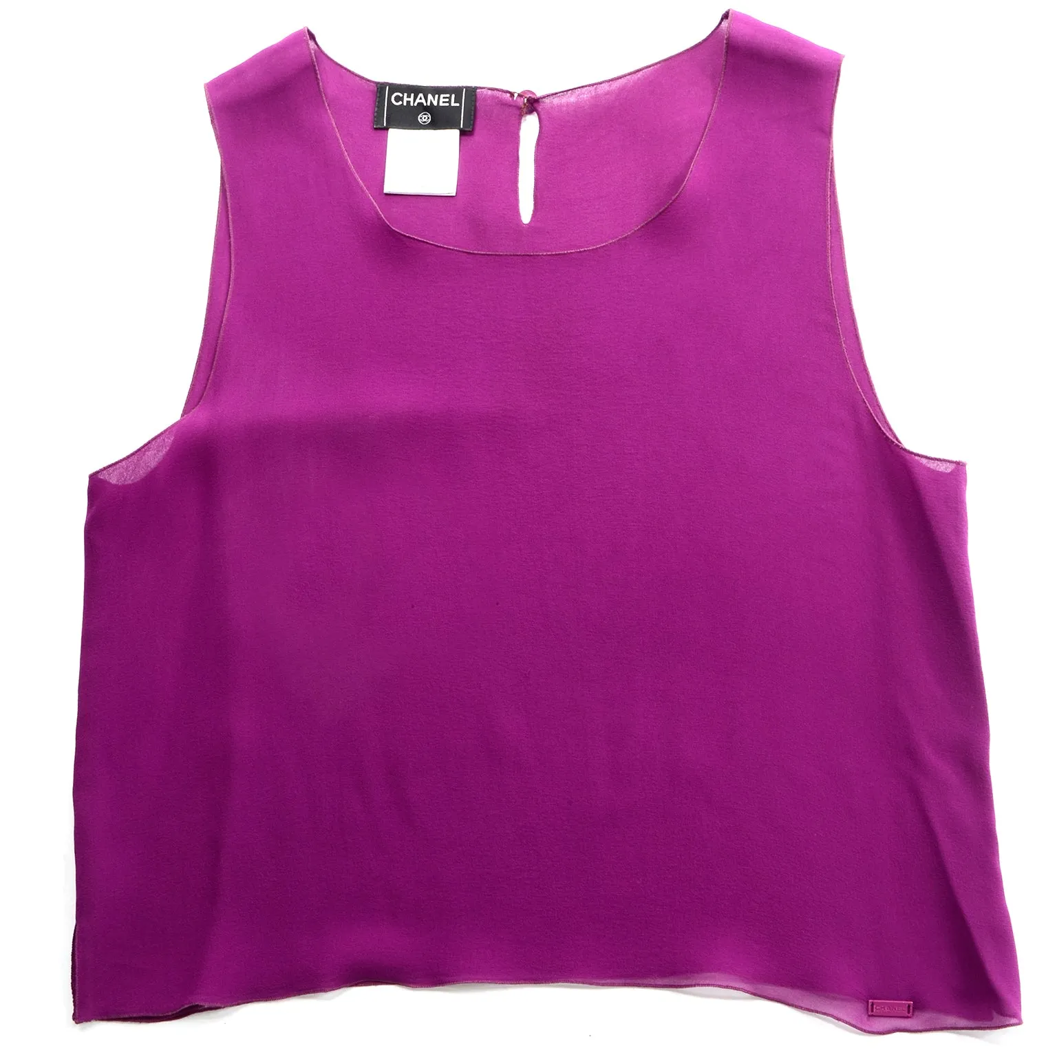 2001 Chanel Raspberry Pink & Purple Print Silk Skirt and Top