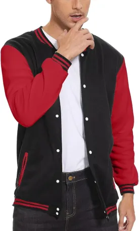 ACEFAST INC Men's Varsity Baseball Jacket Casual Letterman Bomber Jacket Windbreaker Lightweight Jacket