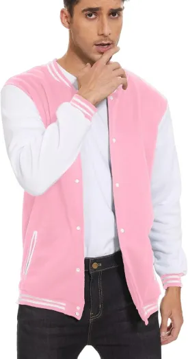 ACEFAST INC Men's Varsity Baseball Jacket Casual Letterman Bomber Jacket Windbreaker Lightweight Jacket