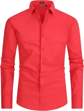Alex Vando Mens Dress Shirt Easy Care Slim Fit Long Sleeve Cotton Stretch Button Down Shirt