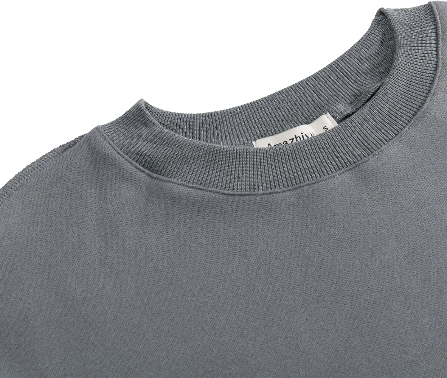 Amazhiyu Women Cropped Sweatshirt Long Sleeves Pullover Fleece Crop Tops