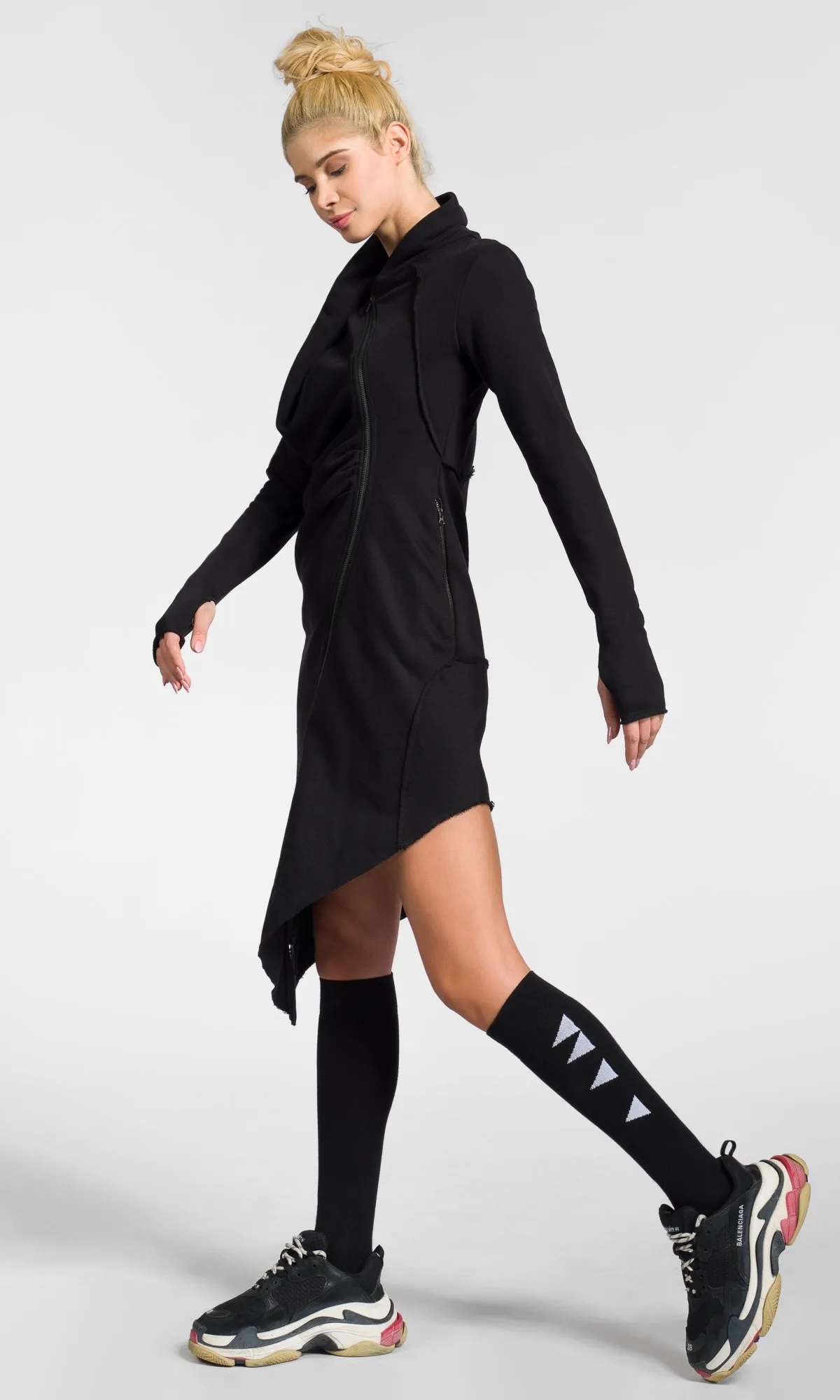 Asymmetric Long-Sleeved Sweatshirt Dress