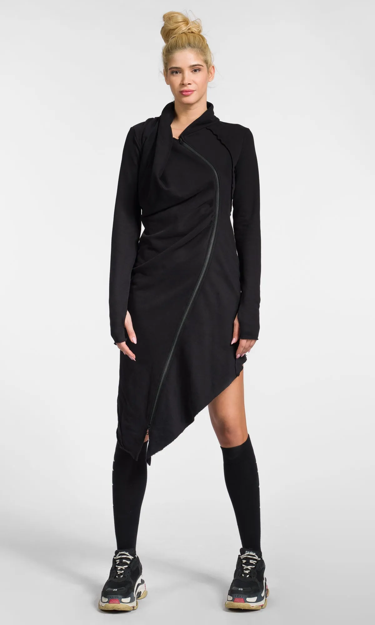 Asymmetric Long-Sleeved Sweatshirt Dress