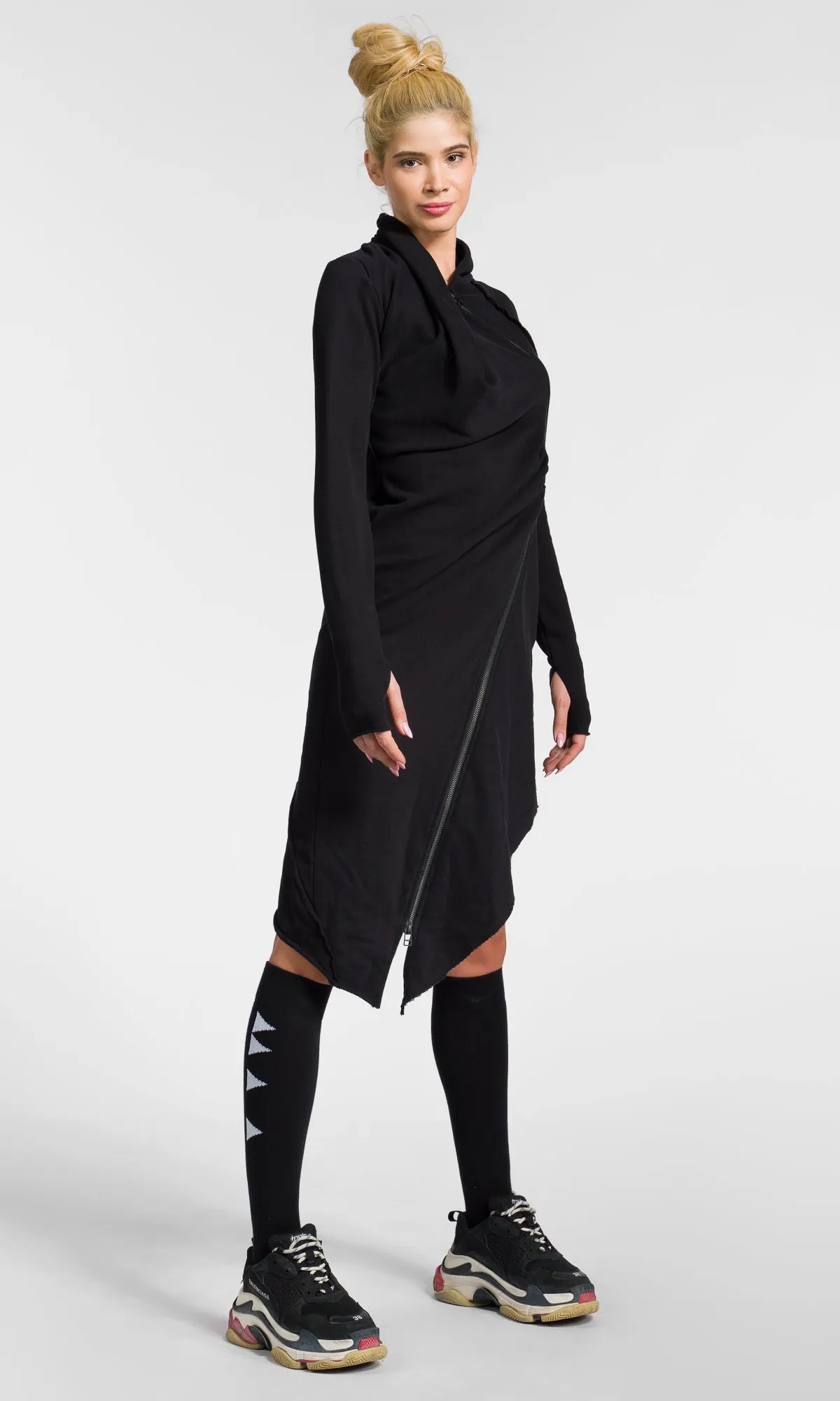 Asymmetric Long-Sleeved Sweatshirt Dress