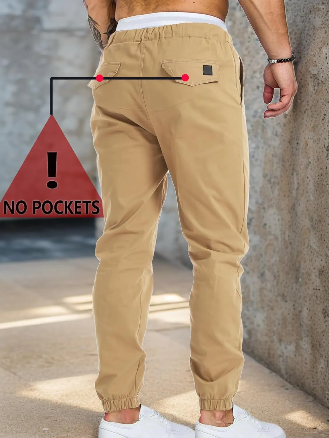 AUTIWITUA Men's Casual Jogger Pants Lightweight Cotton Drawstring Cargo Pants Outdoor Hiking Twill Track Tapered Pants