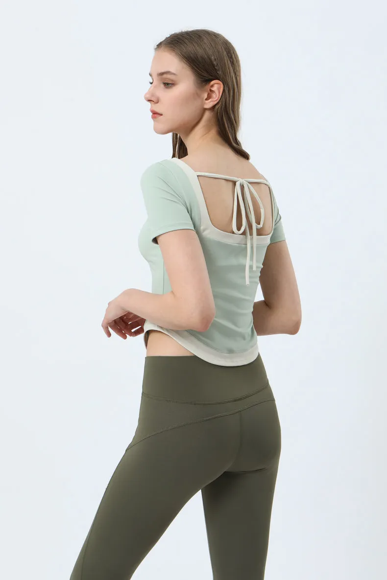 Backless Curved Hem Sports Top