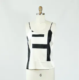 Black and White Patchwork Stretch Silk Camisole