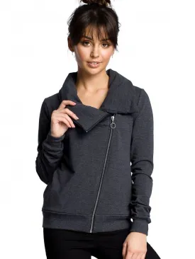 Blk High Collar DG Zipper Sweatshirt