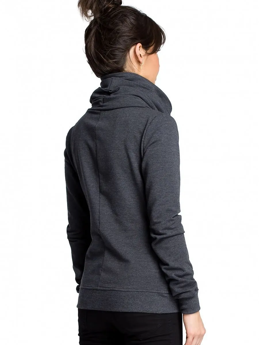Blk High Collar DG Zipper Sweatshirt