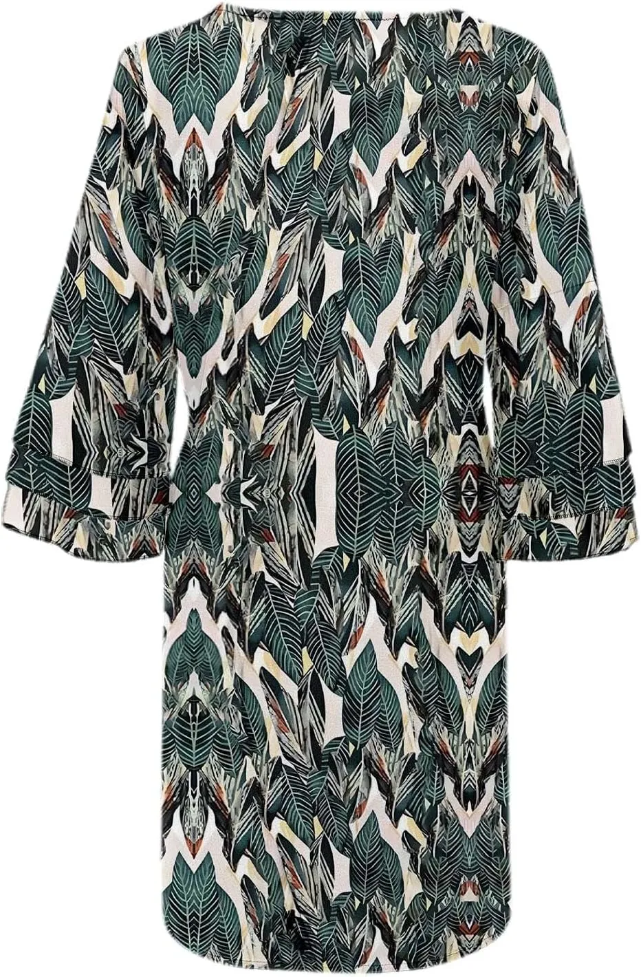 Boho Floral Mini Dress for Women | V Neck 3/4 Bell Sleeve Summer Dress, Flowy Loose Beach Dresses with Casual Chic Style