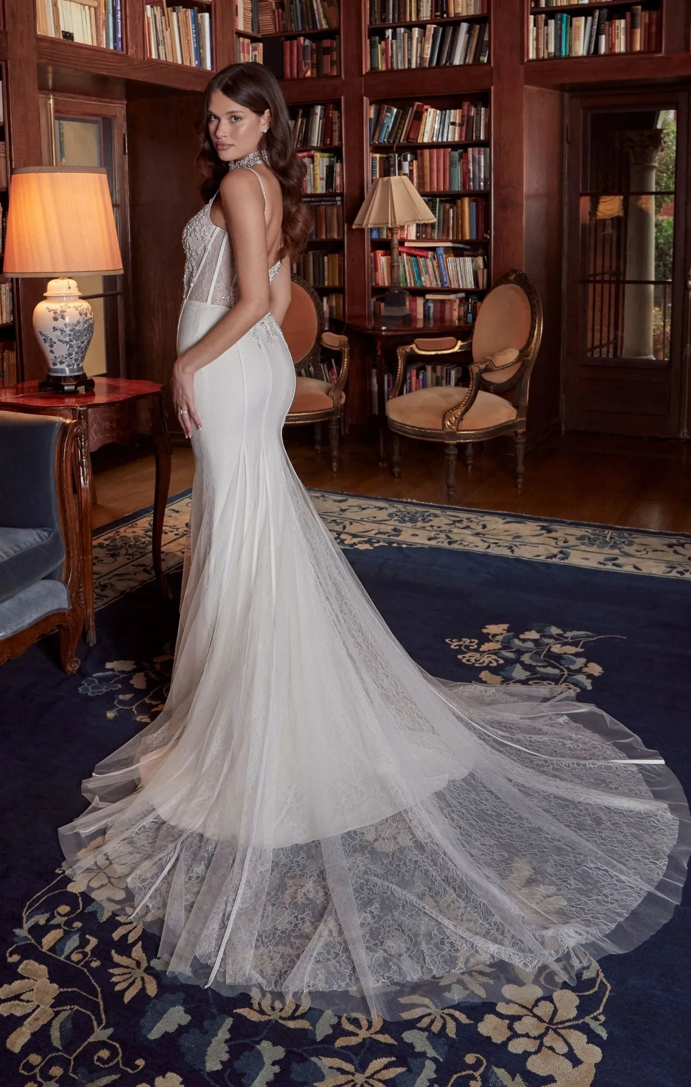 Casablanca Bridal 2542 Chanel Fit And Flare Sheer Corset Crystal Embellished Sweetheart Neckline Spaghetti Strap Wedding Gown