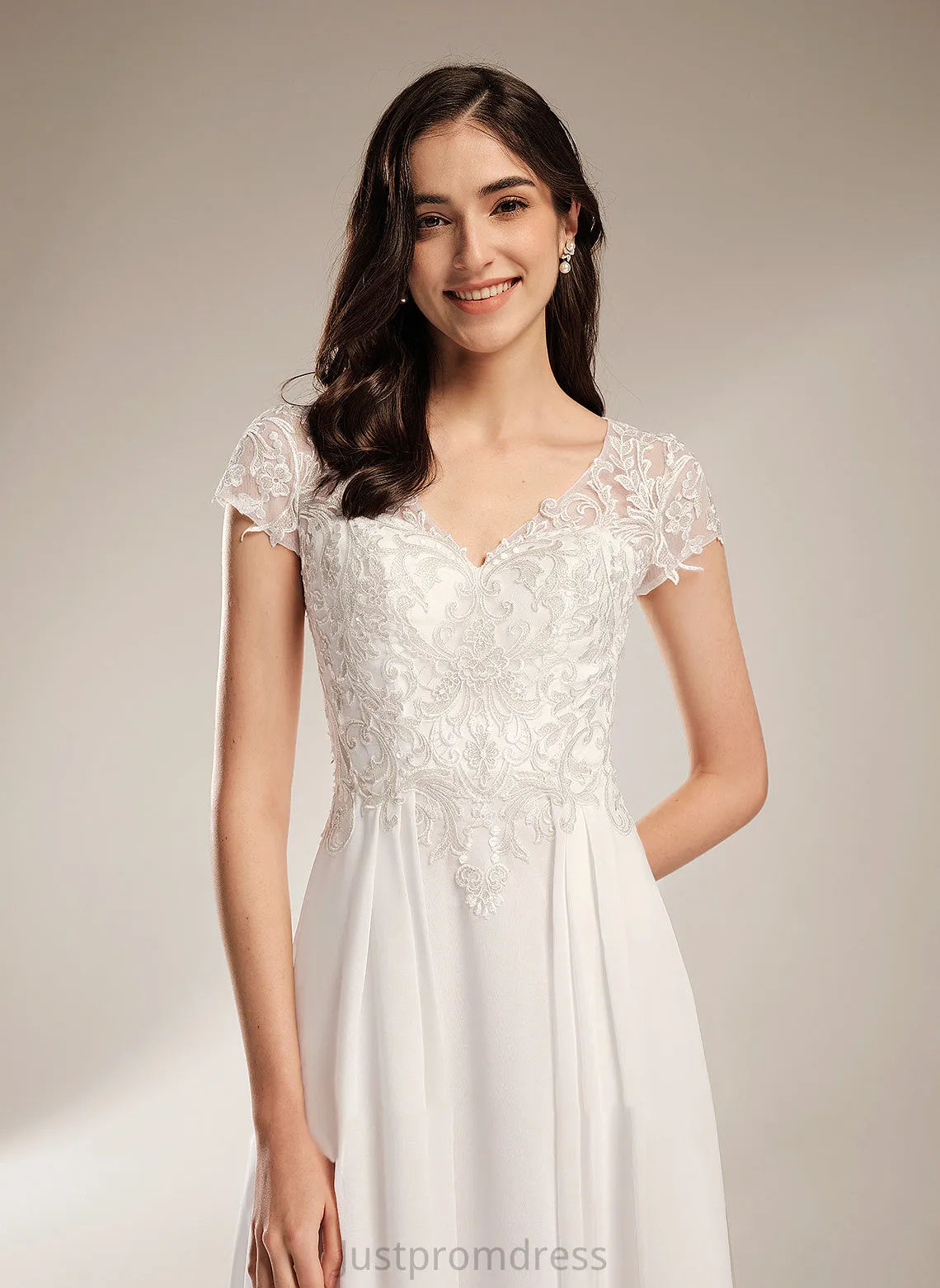 Chanel Asymmetrical Lace With Dress Wedding Wedding Dresses A-Line V-neck