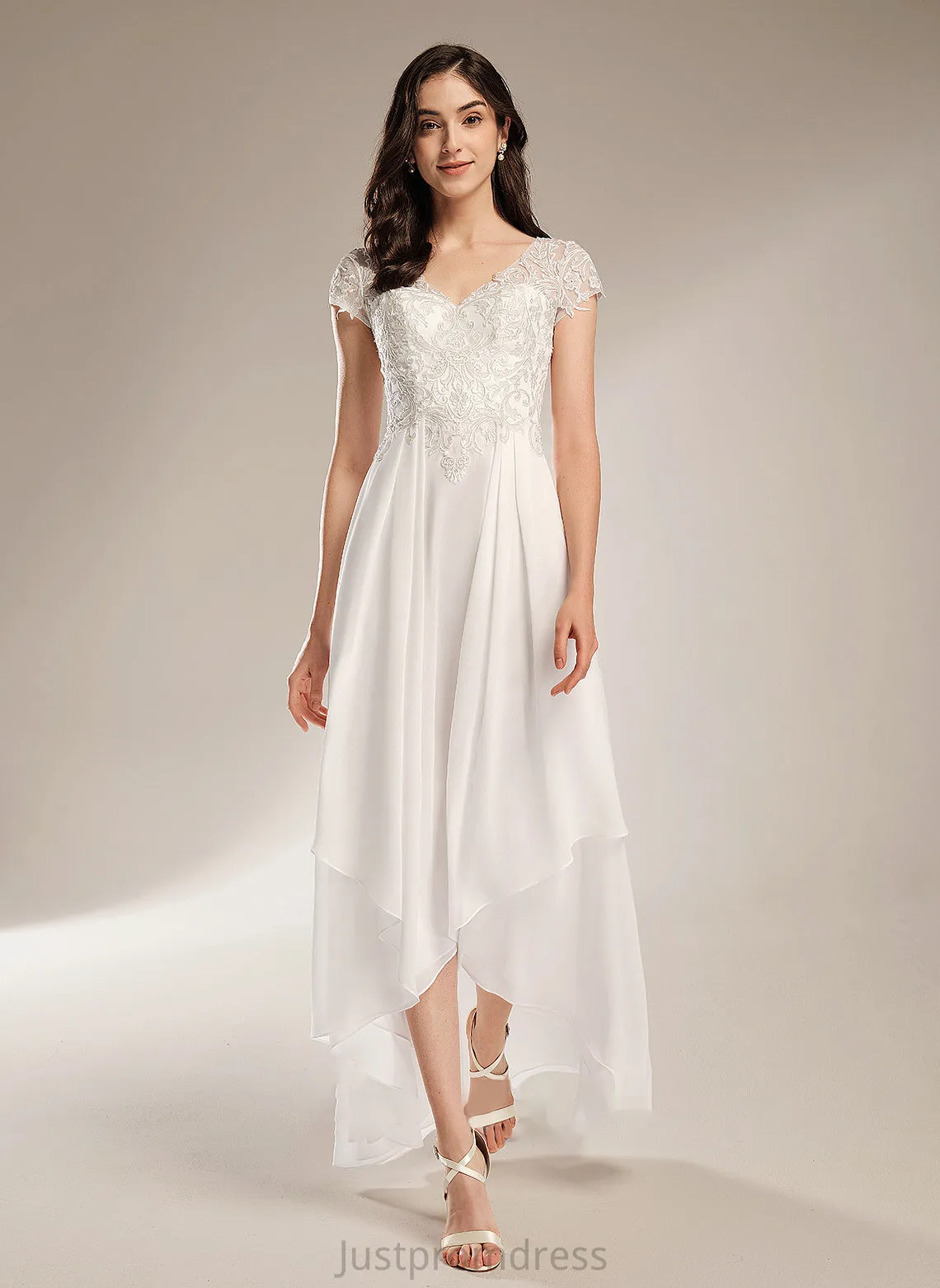 Chanel Asymmetrical Lace With Dress Wedding Wedding Dresses A-Line V-neck