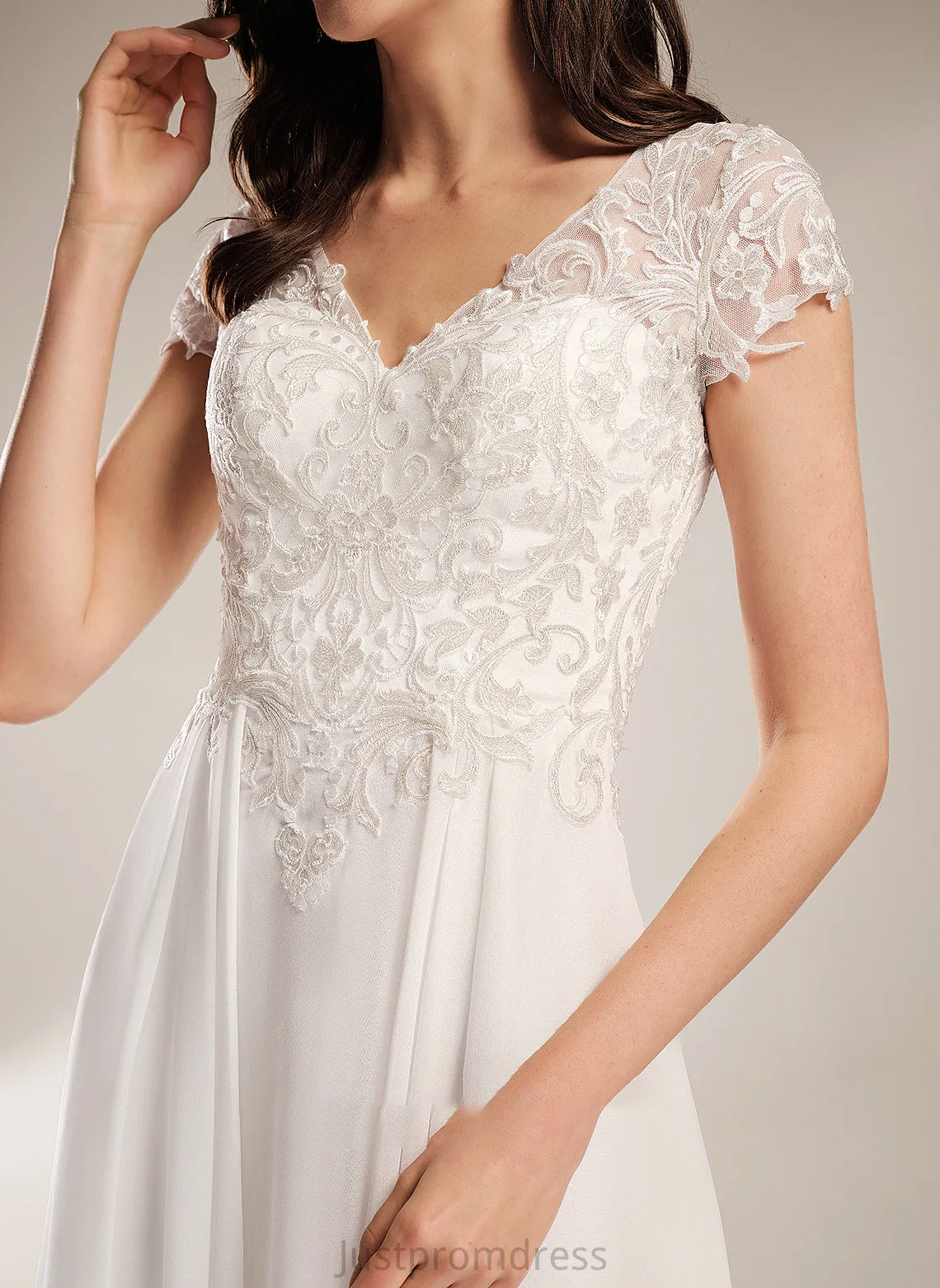 Chanel Asymmetrical Lace With Dress Wedding Wedding Dresses A-Line V-neck