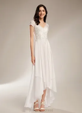 Chanel Asymmetrical Lace With Dress Wedding Wedding Dresses A-Line V-neck