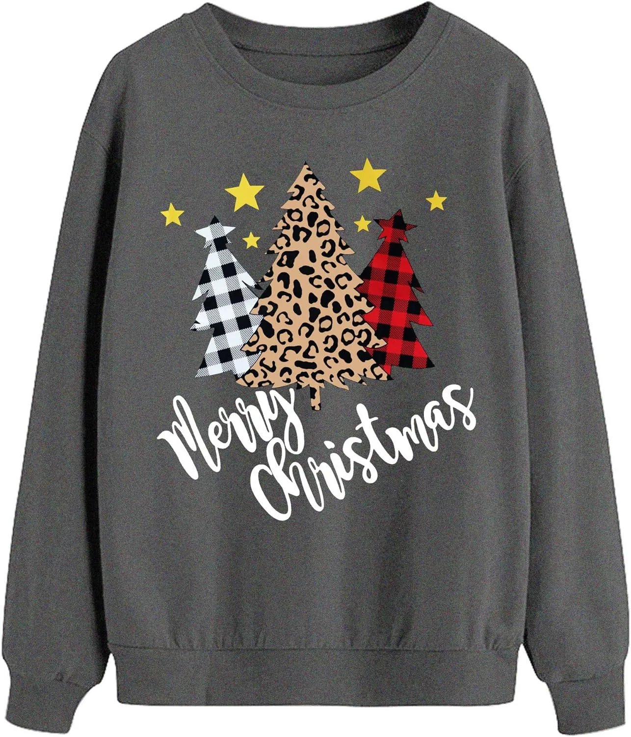 Christmas Sweatshirts for Women Merry Christmas Plaid Pullover Sweatshirts Holiday Vacation Graphic Tees Tops
