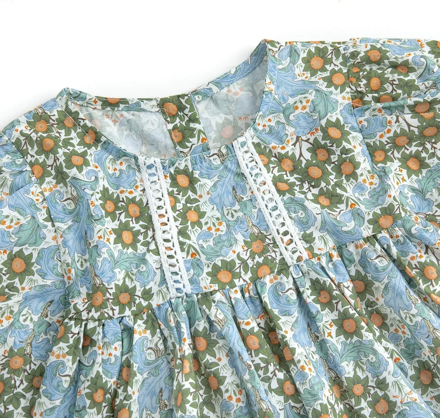 Curipeer Little Girls Summer Dress Floral Short Sleeve Cotton Casual Outfit Dress 12M-8Y