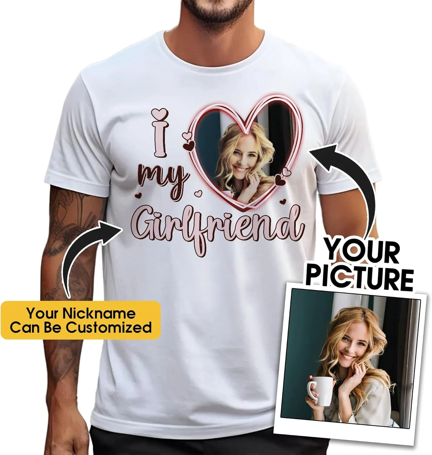 Custom Photo Bootleg Rap Shirt with Girlfriend's Face for Boyfriend - Vintage Graphic Shirt for Men