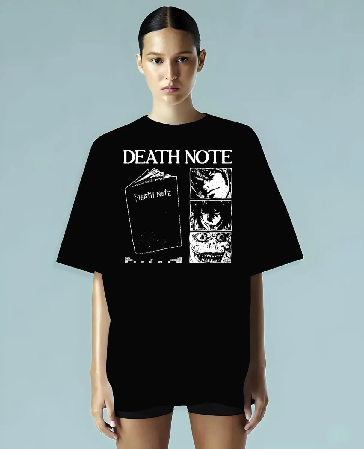 Death Note Character Panels, Light and Ryuk T-Shirt, Unisex Vintage Y2K Oversized Anime Graphic T-Shirt, Retro Aesthetic