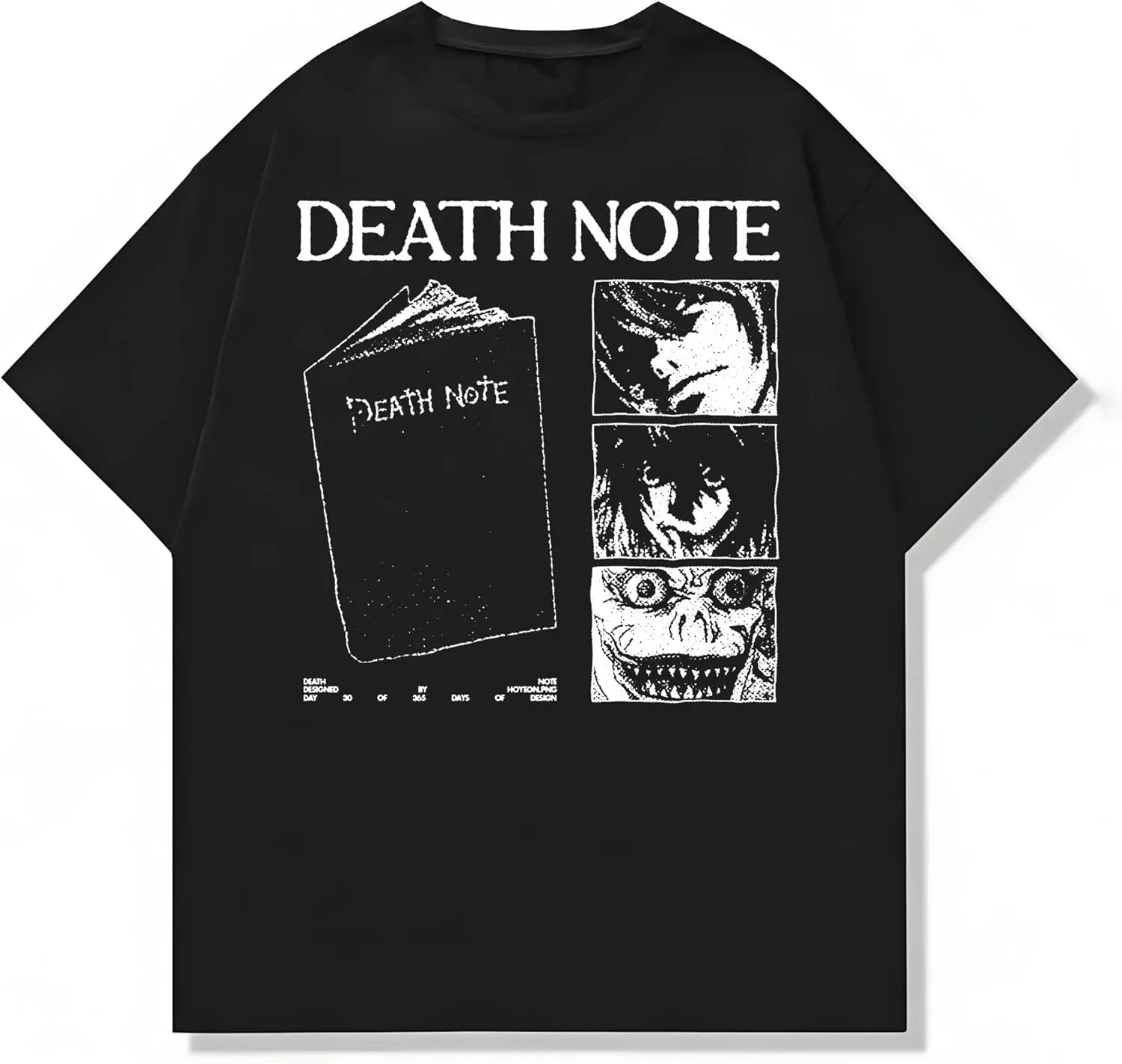 Death Note Character Panels, Light and Ryuk T-Shirt, Unisex Vintage Y2K Oversized Anime Graphic T-Shirt, Retro Aesthetic