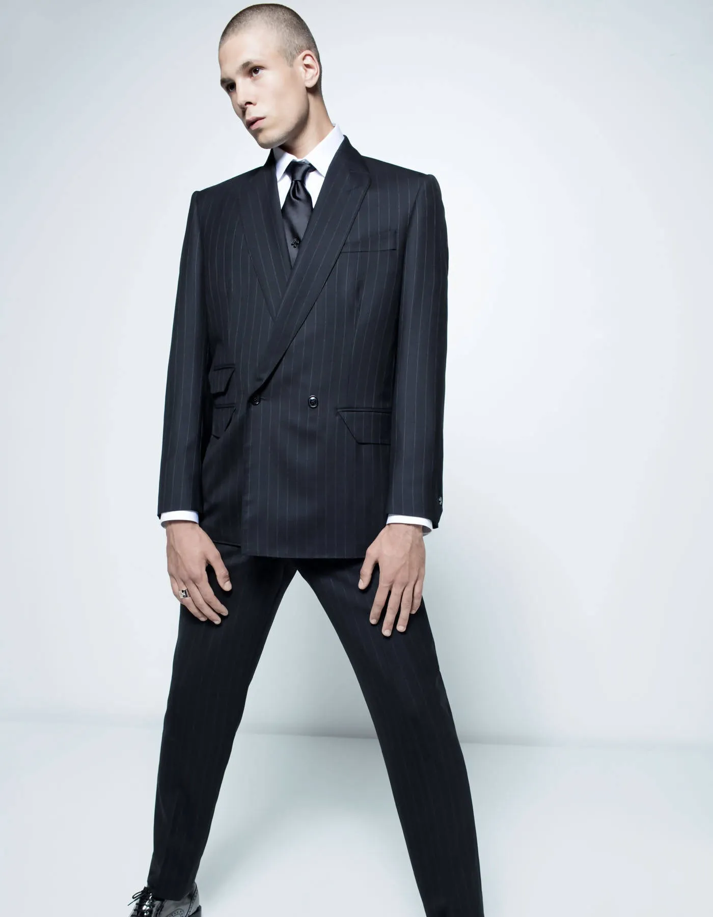 Double-Breasted Stripe Pattern Suit