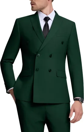 Double Breasted Suit Men Slim Fit 2 Pieces Suit Blazer Pants Formal 2 Button Tuxedo Jacket for Wedding Business Prom