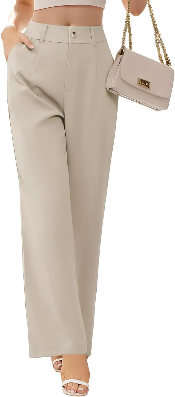 Dress Pants Women High Waisted Business Casual Pants Trendy Flowy Straight Leg Trouser Pants Office Outfits