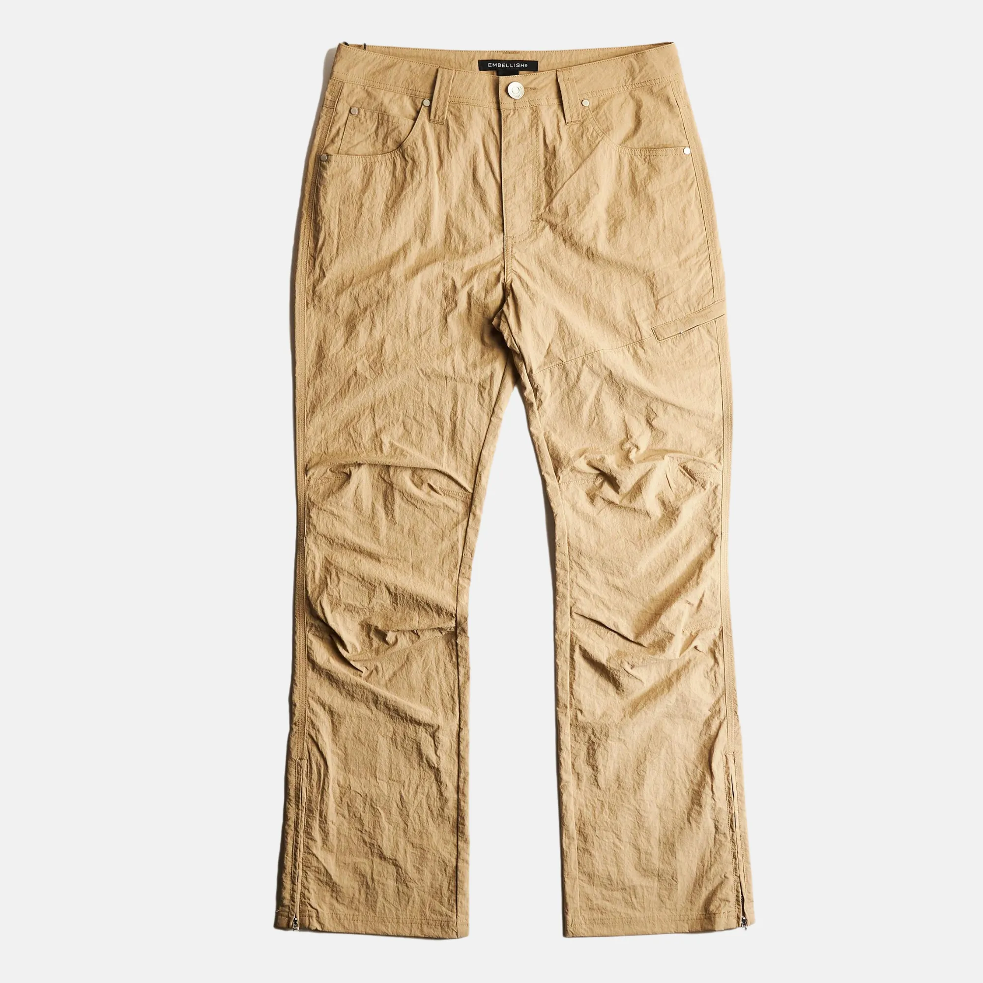 Embellish Khaki Brunswick Flare Pants