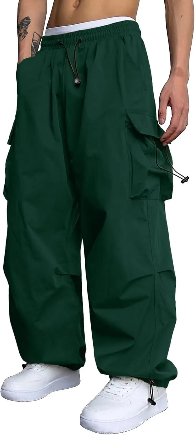 Fxbar Mens Casual Cargo Pants Workout Joggers Stretch Sweatpants Hiking Drawstring Tactical Pants with Multi Pockets