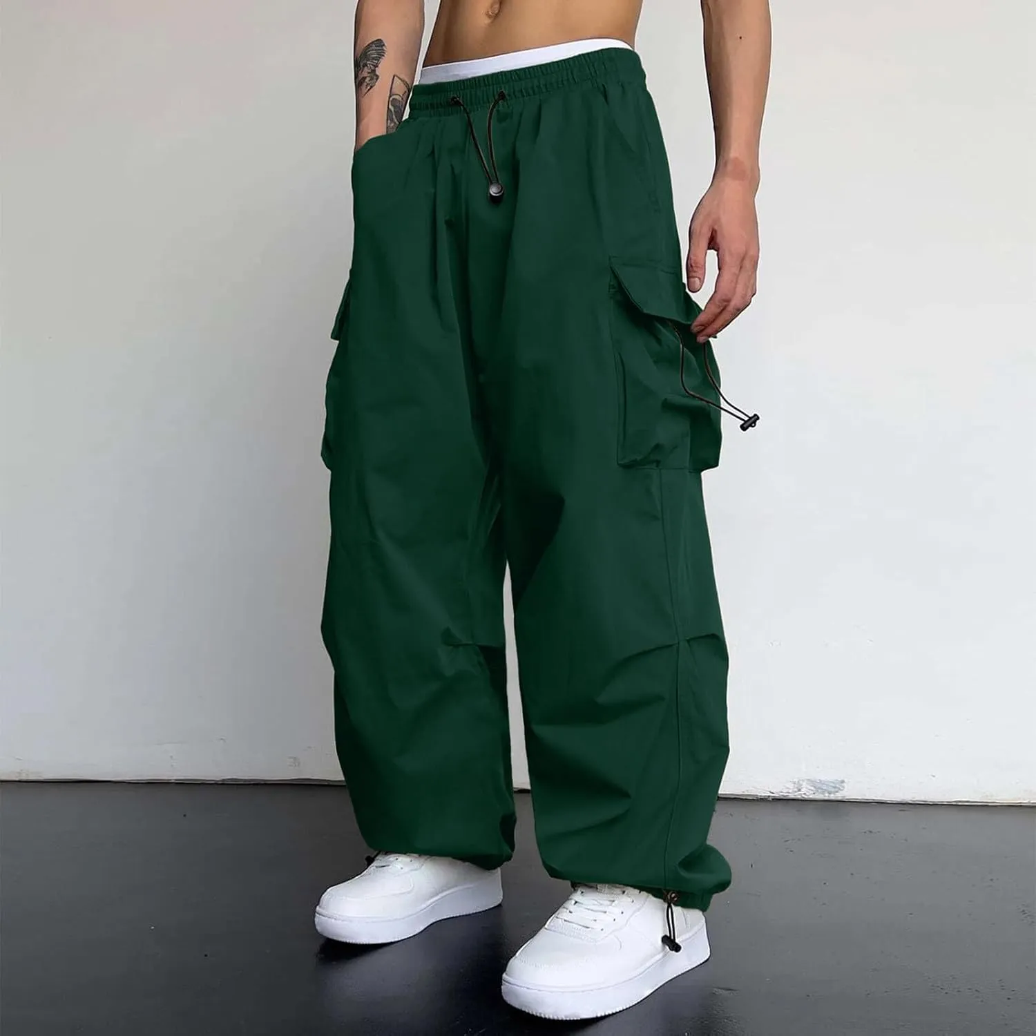 Fxbar Mens Casual Cargo Pants Workout Joggers Stretch Sweatpants Hiking Drawstring Tactical Pants with Multi Pockets