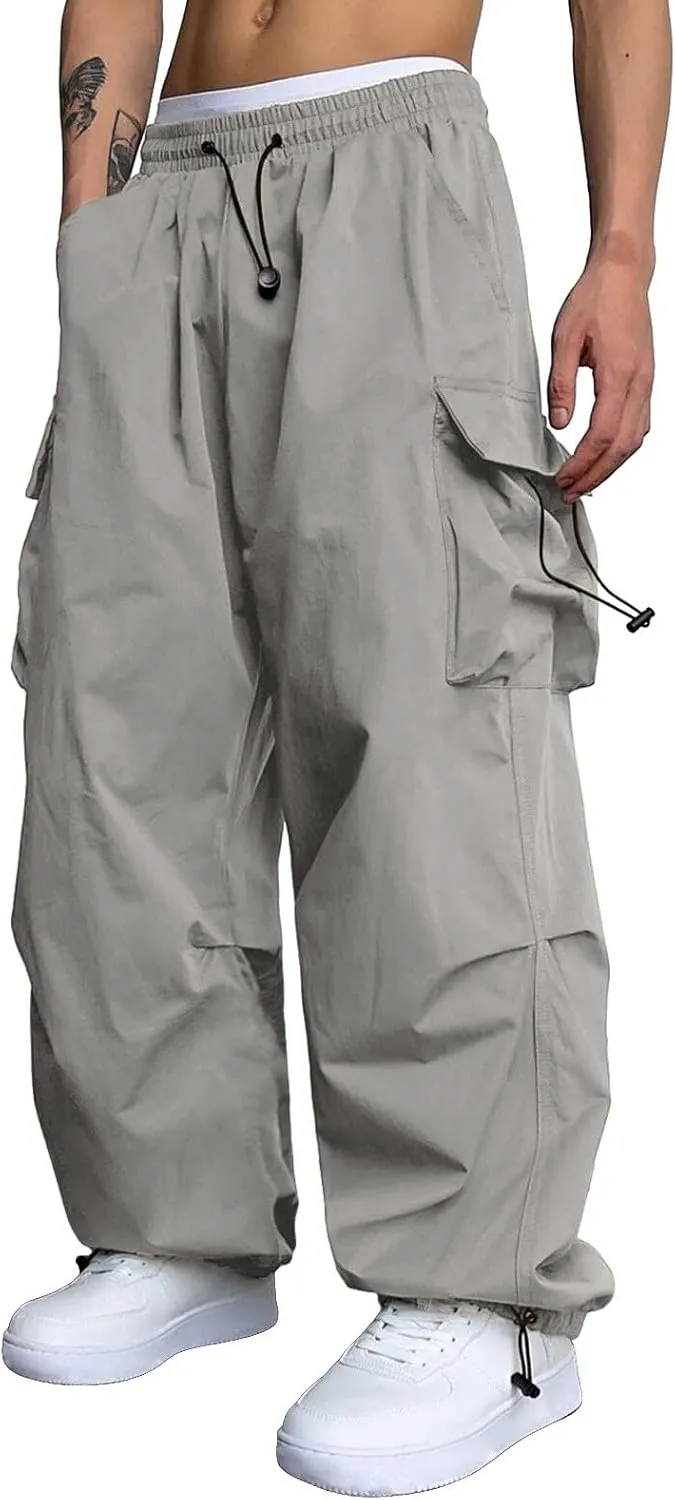 Fxbar Mens Casual Cargo Pants Workout Joggers Stretch Sweatpants Hiking Drawstring Tactical Pants with Multi Pockets