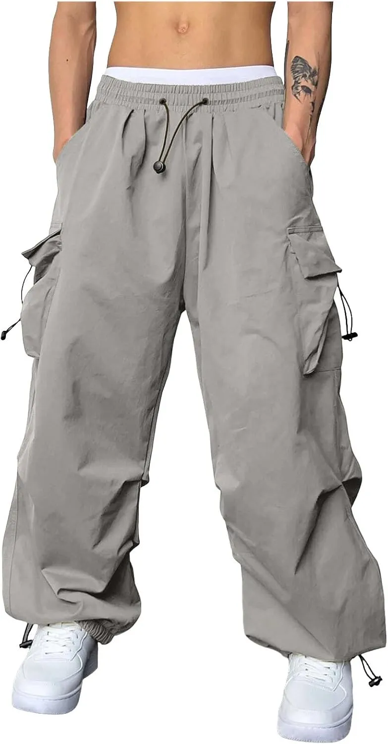 Fxbar Mens Casual Cargo Pants Workout Joggers Stretch Sweatpants Hiking Drawstring Tactical Pants with Multi Pockets