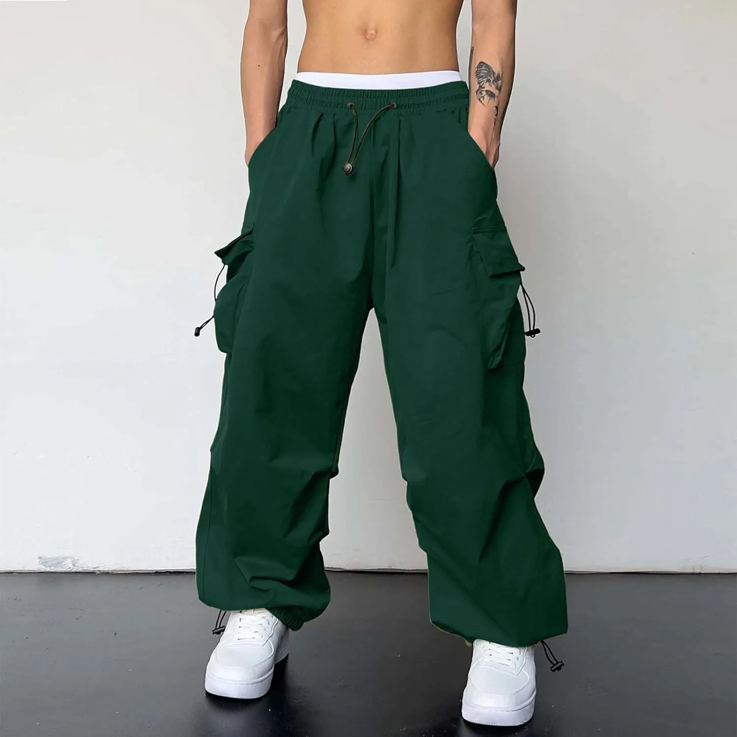 Fxbar Mens Casual Cargo Pants Workout Joggers Stretch Sweatpants Hiking Drawstring Tactical Pants with Multi Pockets