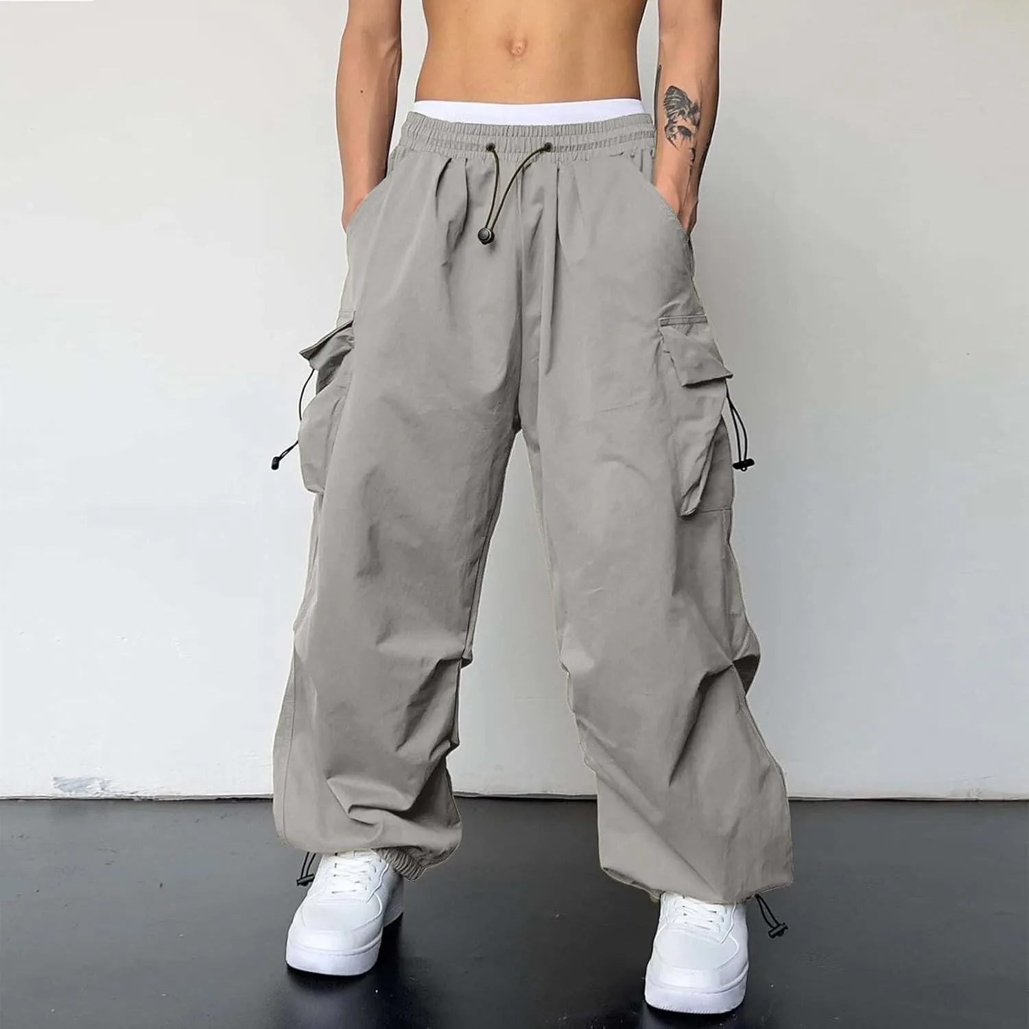 Fxbar Mens Casual Cargo Pants Workout Joggers Stretch Sweatpants Hiking Drawstring Tactical Pants with Multi Pockets