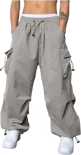 Fxbar Mens Casual Cargo Pants Workout Joggers Stretch Sweatpants Hiking Drawstring Tactical Pants with Multi Pockets