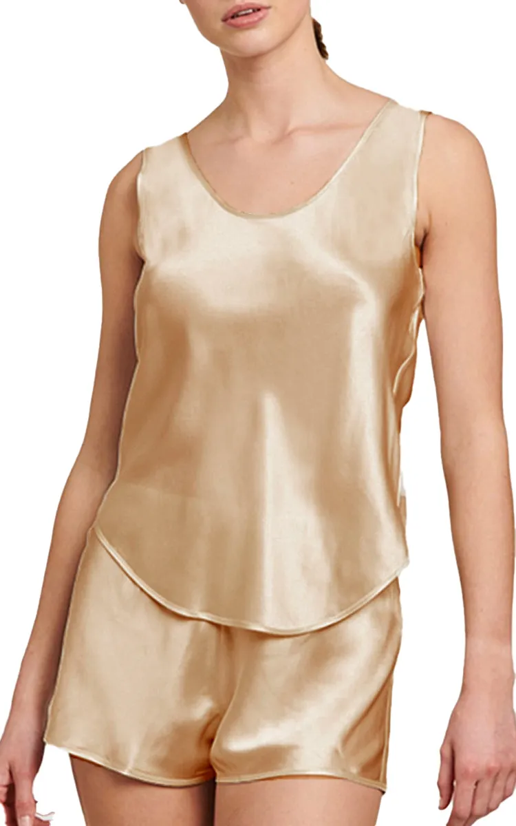 Ginia 100% Silk Camisole with Round Neck in Mink GBS205