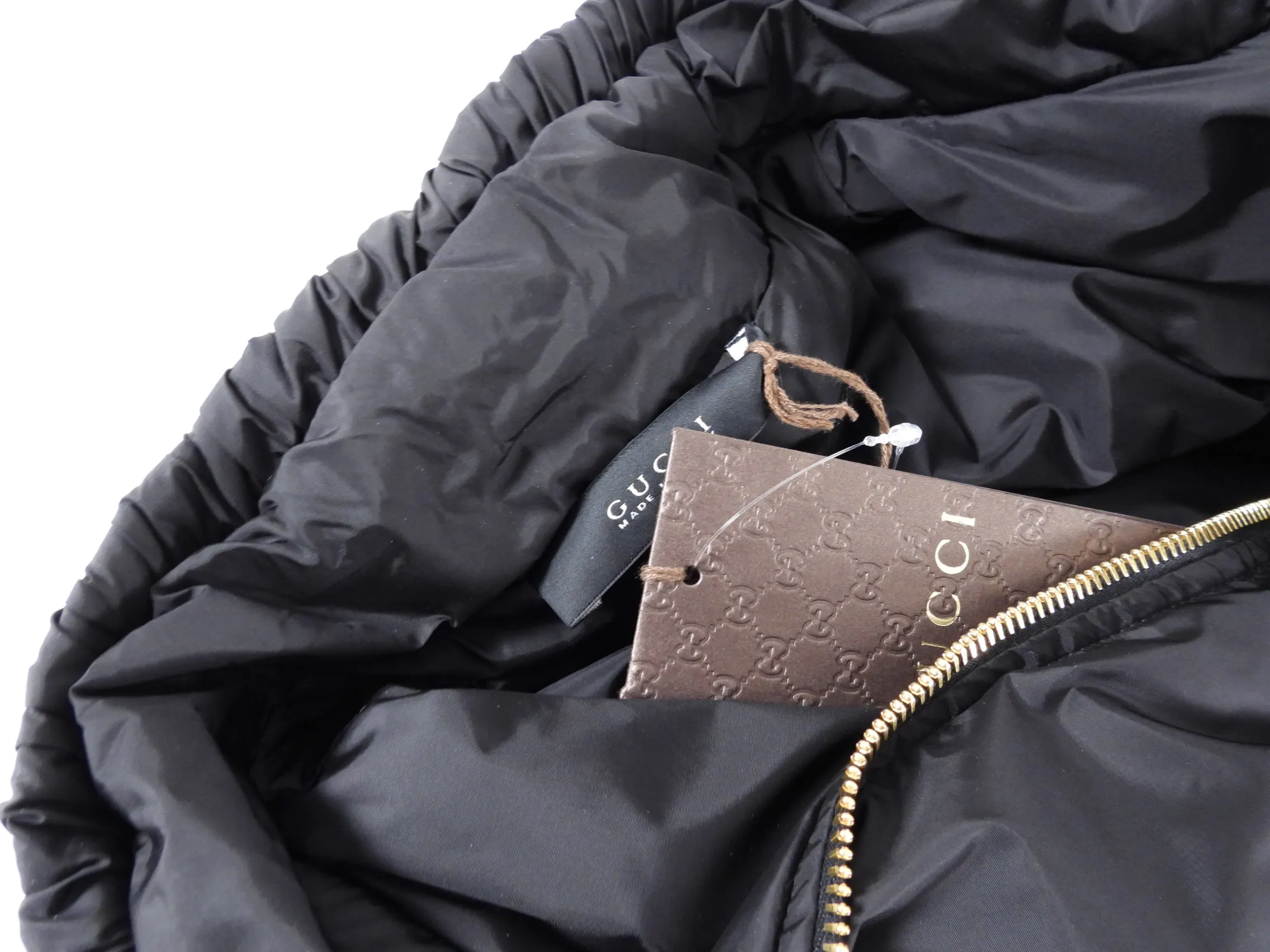 Gucci Black Nylon Zip Hooded Jacket With Crest Detail - M - (6/8)