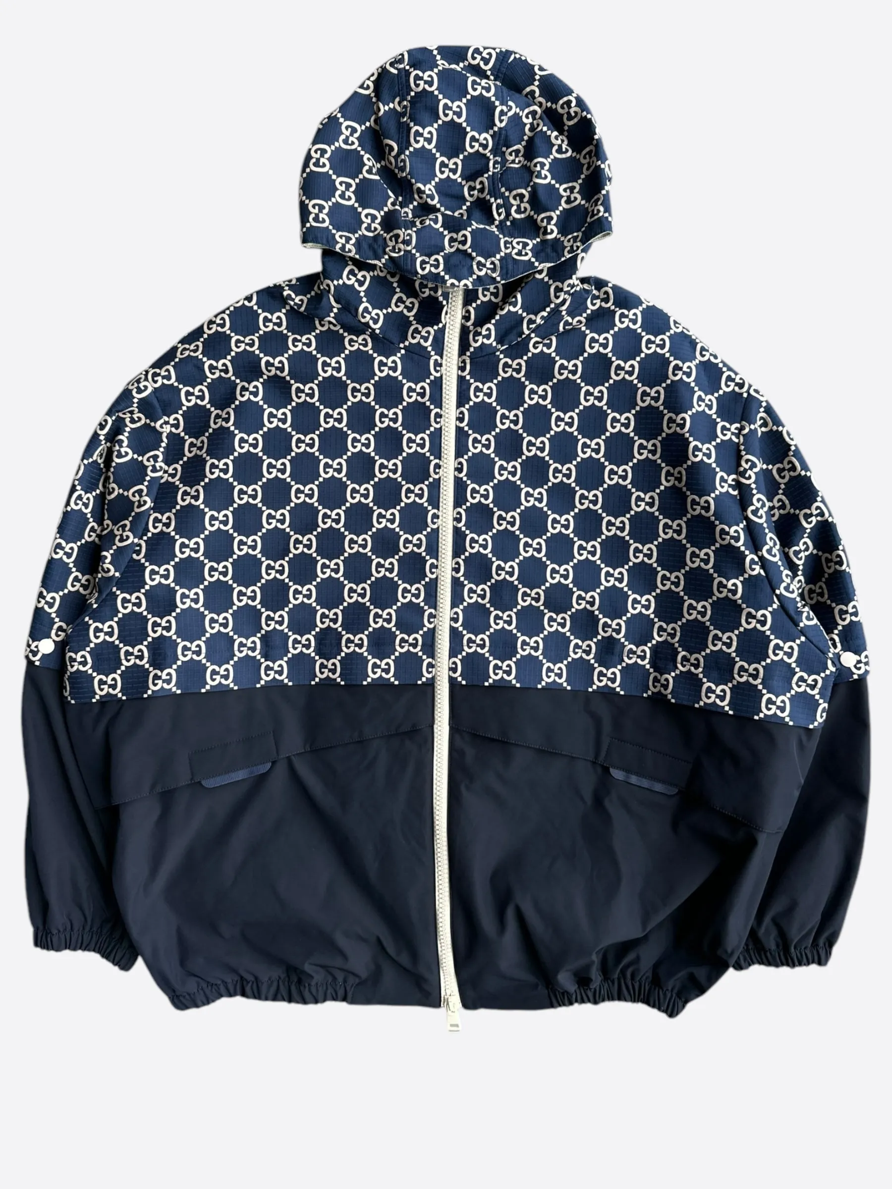Gucci Navy & White GG Monogram Windbreaker