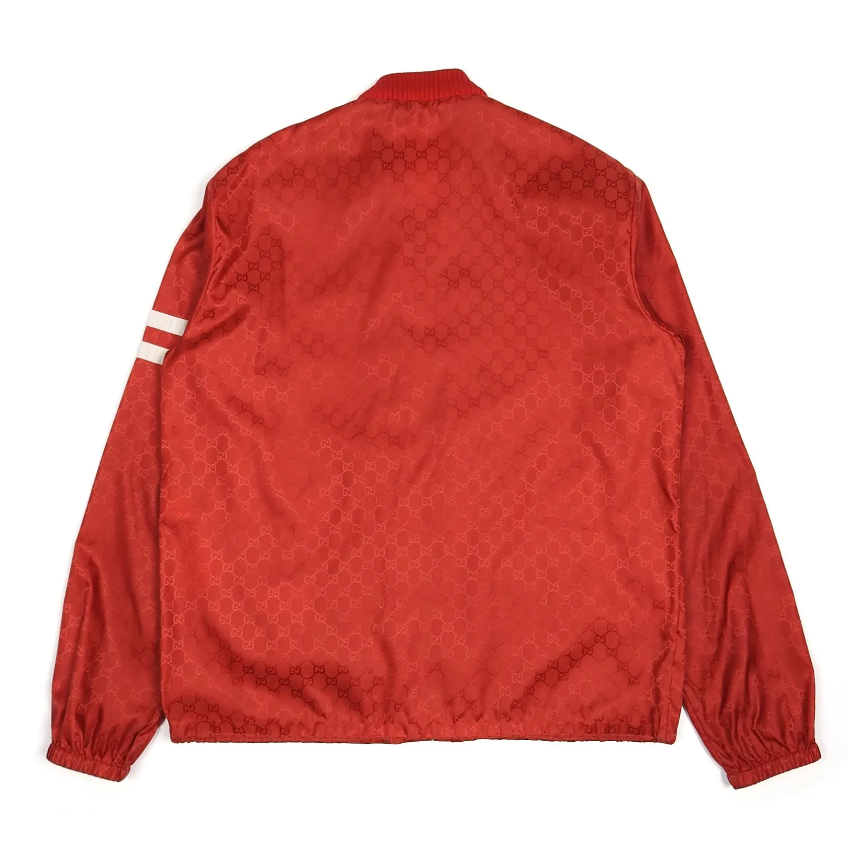Gucci Red GG Nylon Bomber  with Removable Hood Size 50