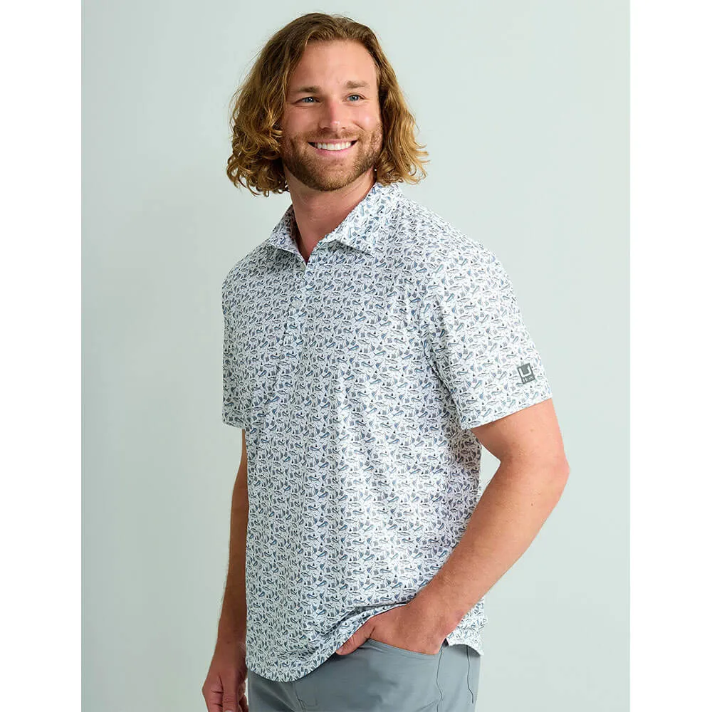 Huk Performance Pursuit Printed Polo Shirt - White