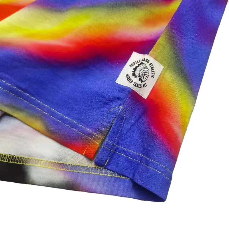 HUSTLE GANGS CREW NECK SKATEBOARD TIE DYED T SHIRT