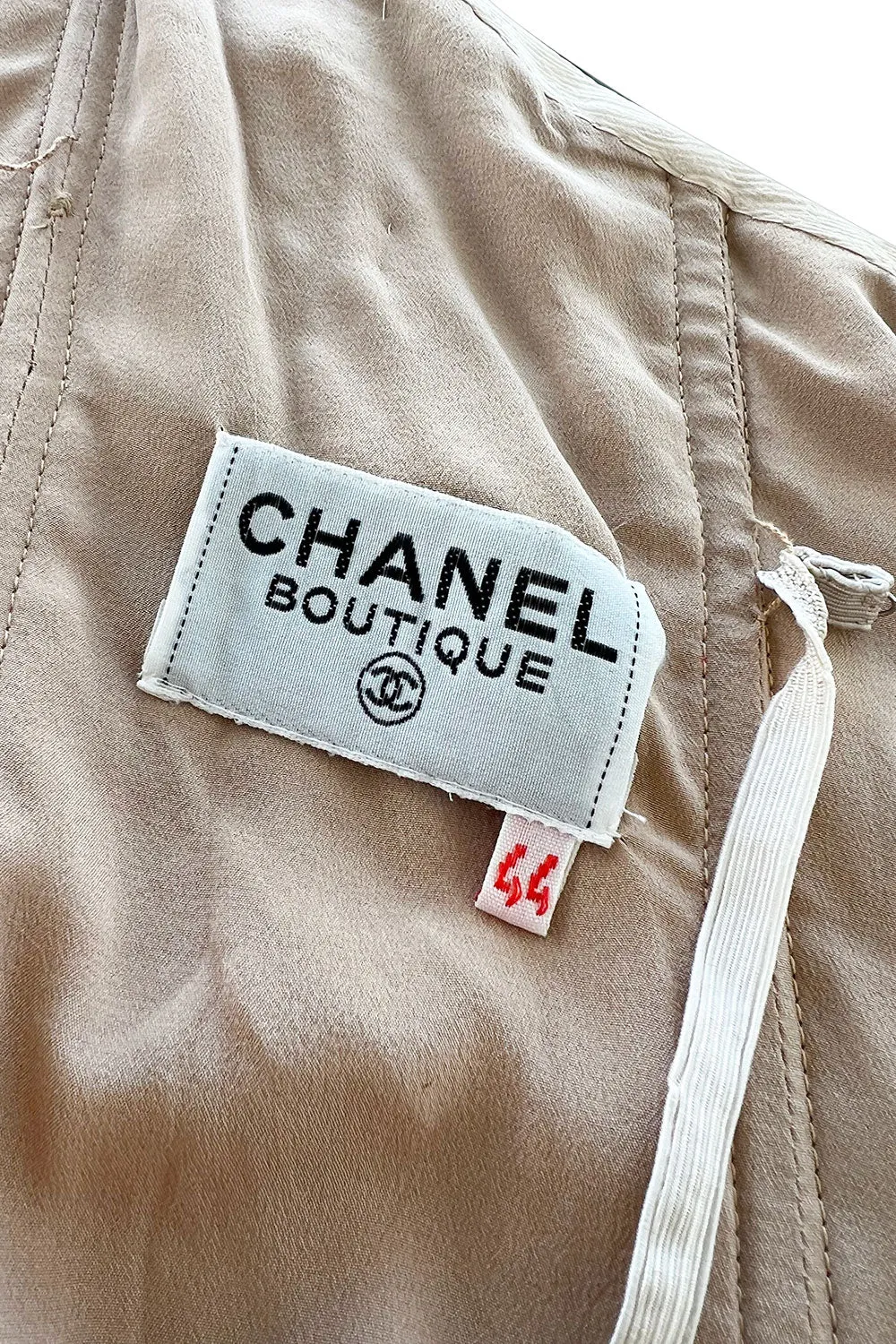 Incredible Spring 1985 Chanel by Karl Lagerfeld Pale Nude Silk Chiffon Dress w Attached Cape