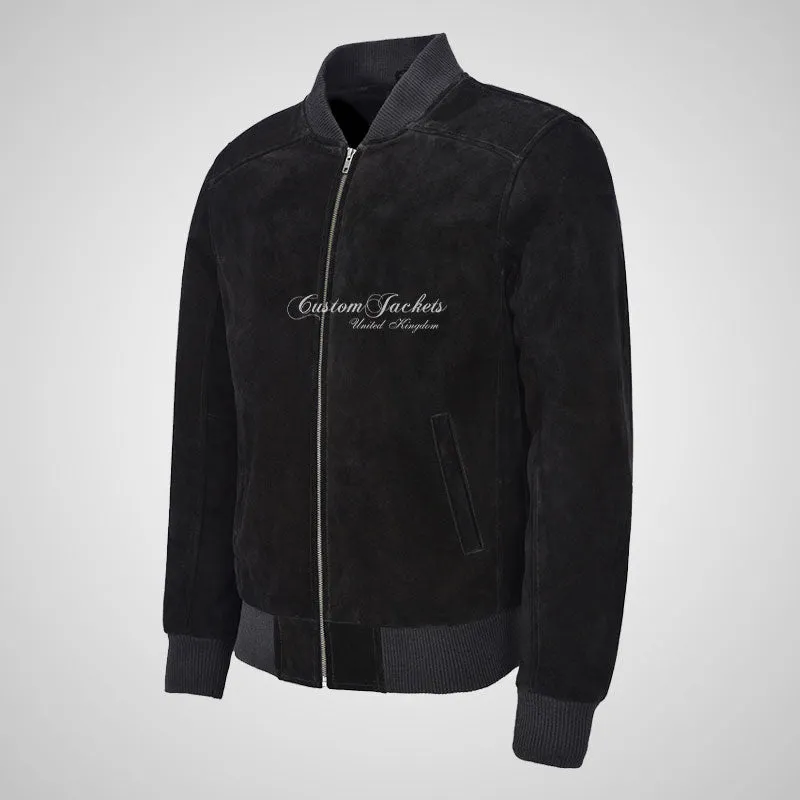 JACK Suede Bomber Jacket Classic Varsity Leather Jacket