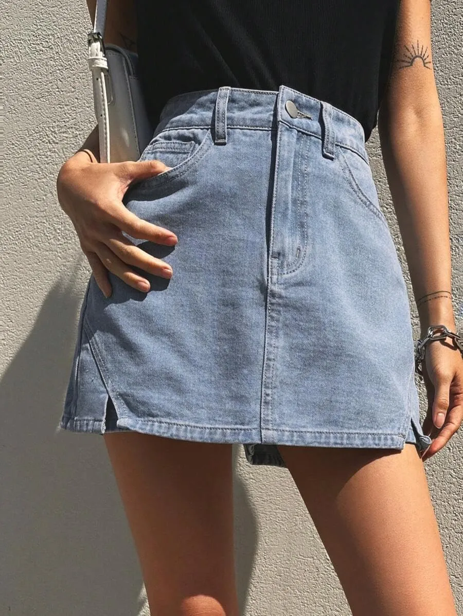 Jean Skorts for Woman Trendy High Waisted Stretchy Y2k Mini Skirt Denim Shorts Skort