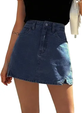 Jean Skorts for Woman Trendy High Waisted Stretchy Y2k Mini Skirt Denim Shorts Skort
