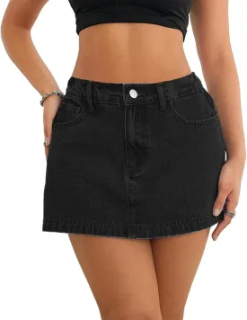 Jean Skorts for Woman Trendy High Waisted Stretchy Y2k Mini Skirt Denim Shorts Skort
