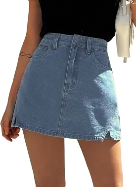 Jean Skorts for Woman Trendy High Waisted Stretchy Y2k Mini Skirt Denim Shorts Skort