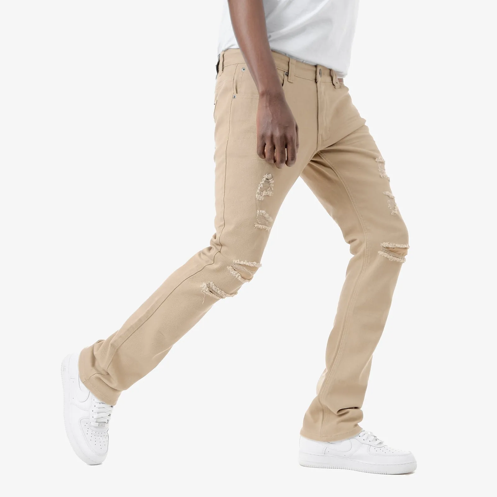 KHAKI STACKED JEANS