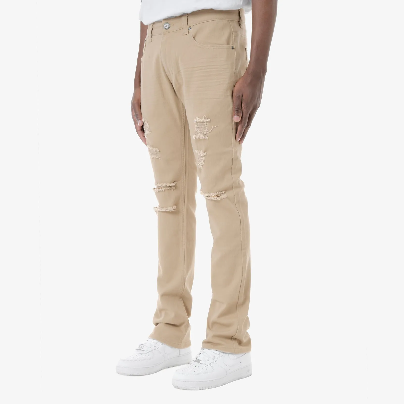 KHAKI STACKED JEANS