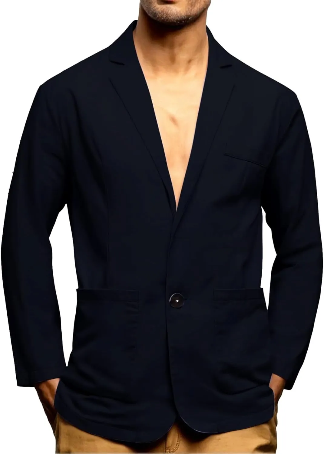 Linen Blazer Men Summer Casual Business Suit Jackets Lightweight Sports Linen Suit Jacket for Men